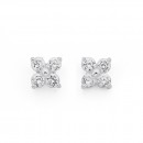 Sterling-Silver-Cubic-Zirconia-Flower-Studs Sale