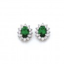 Sterling-Silver-Emerald-Cubic-Zirconia-Cubic-Zirconia-Cluster-Studs Sale