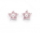 Sterling-Silver-Pink-Cubic-Zirconia-Flower-Earrings Sale