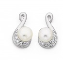 Sterling-Silver-Freshwater-Pearl-Cubic-Zirconia-Swirl-Studs Sale