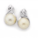 Sterling-Silver-6mm-Freshwater-Pearl-Cubic-Zirconia-Crossover-Earrings Sale
