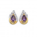 9ct-Amethyst-Diamond-Leaf-Studs Sale