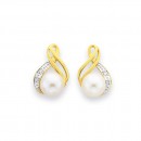 9ct-Freshwater-Pearl-Diamond-Earrings Sale