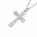 Sterling-Silver-Cubic-Zirconia-Channel-Set-Cross Sale