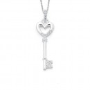 Cubic-Zirconia-Heart-Key-Pendant-in-Sterling-Silver Sale