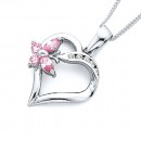 Sterling-Silver-Pink-Cubic-Zirconia-Butterfly-Heart-Pendant Sale