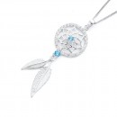 Sterling-Silver-Aqua-Cubic-Zirconia-Dreamcatcher-Pendant Sale