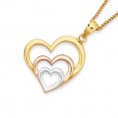 9ct-Tri-Tone-Triple-Heart-Pendant Sale