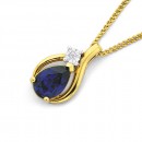 9ct-Synthetic-Sapphire-Diamond-Pear-Shape-Pendant Sale