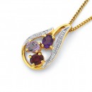 9ct-Rhodolite-Garnet-Amethyst-Diamond-Pendant Sale