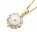 9ct-Freshwater-Pearl-Diamond-Pendant Sale