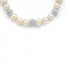 Sterling-Silver-43cm-Freshwater-Pearl-Crystal-Necklet Sale