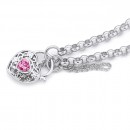 Sterling-Silver-19cm-Belcher-Bracelet-with-Pink-Cubic-Zirconia-Padlock Sale