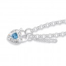 Sterling-Silver-19cm-Belcher-Bracelet-with-Blue-Topaz-Padlock Sale