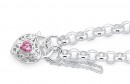 Sterling-Silver-19cm-Belcher-Bracelet-with-Pink-Cubic-Zirconia-Padlock Sale