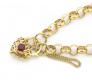 9ct-19cm-Belcher-Bracelet-with-Garnet-Filigree-Padlock Sale