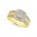 9ct-Diamond-Cushion-Shape-Dress-Ring Sale