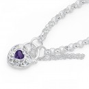 Sterling-Silver-19cm-Belcher-Bracelet-with-Amethyst-Padlock Sale