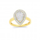 9ct-Pave-Set-Halo-Pear-Shape-Dress-Ring Sale