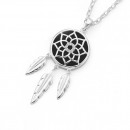 Sterling-Silver-Onyx-Flower-Cubic-Zirconia-Dream-catcher-Pendant Sale