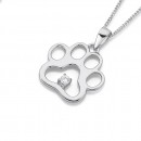 Sterling-Silver-Cubic-Zirconia-Paw-Print-Pendant Sale