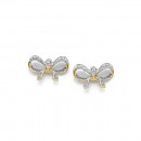 9ct-Two-Tone-Diamond-Set-Bow-Studs Sale