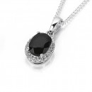 Sterling-Silver-Black-Sapphire-Cubic-Zirconia-Pendant Sale