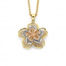 9ct-Tri-Tone-Diamond-Cut-Flower-Pendant Sale