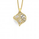 9ct-Two-Tone-Diamond-Cut-Flower-Pendant Sale