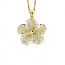 9ct-Two-Tone-Diamond-Cut-Mesh-Flower-Pendant Sale