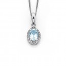 9ct-White-Gold-Aquamarine-Diamond-Pendant Sale