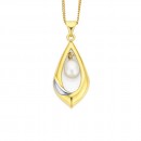 9ct-Two-Tone-Pearl-Pendant Sale