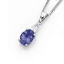 18ct-White-Gold-Oval-Tanzanite-and-Pear-Diamond-Pendant Sale