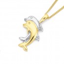 9ct-Two-Tone-Diamond-Set-Dolphin-Pendant Sale