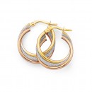 9ct-Gold-Tri-Tone-Medium-Plain-Patterned-Hoops-15mm Sale