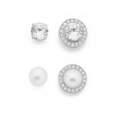 Sterling-Silver-4-Ways-Pearl-Cubic-Zirconia-Studs Sale