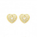 9ct-Filigree-Open-Heart-Stud-Earrings Sale