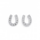 Sterling-Silver-Cubic-Zirconia-Horseshoe-Studs Sale