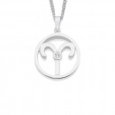 Sterling-Silver-Cubic-Zirconia-Aries-Zodiac-Pendant Sale