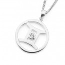 Sterling-Silver-Cubic-Zirconia-Gemini-Zodiac-Pendant Sale