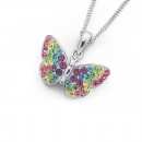 Sterling-Silver-Multi-Colour-Crystal-Butterfly-Pendant Sale