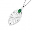 Sterling-Silver-Green-Cubic-Zirconia-Open-Geometric-Pear-Drop-Pendant Sale