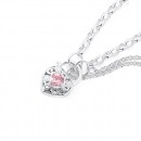 Sterling-Silver-Small-Pink-Cubic-Zirconia-Padlock-Bracelet Sale