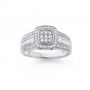 9ct-White-Gold-Diamond-Cushion-Shape-Dress-Ring Sale