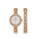 Elite-Ladies-Rose-Tone-MOP-Dial-Stone-Set-Watch Sale