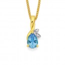 9ct-Blue-Topaz-Diamond-Pendant Sale