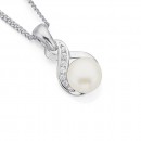 Sterling-Silver-Cubic-Zirconia-7mm-Pearl-Pendant Sale