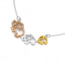 Sterling-Silver-Yellow-Rose-Gold-Plated-Cubic-Zirconia-Elephant-Necklet Sale