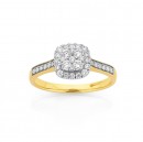 9ct-Diamond-Cushion-Halo-Cluster-Ring Sale