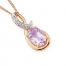 9ct-Rose-Gold-Pear-Pink-Amethyst-Diamond-Swirl-Pendant Sale